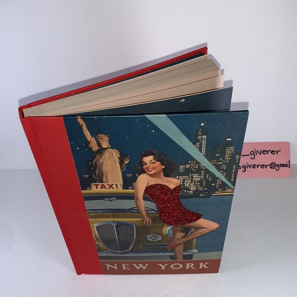 Vintage New York Pin-Up Girl Red Beaded Dress Hardcover Notebook - Picture 3 of 13